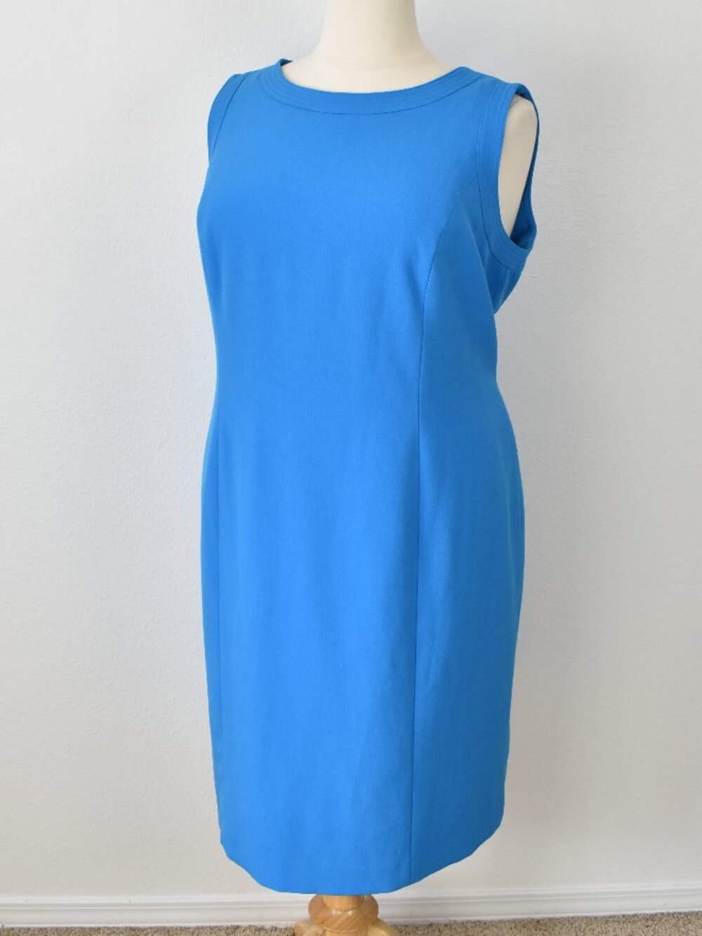 Kasper Sheath Boat Neck Dress Blue - 22W - Picture 4 of 8